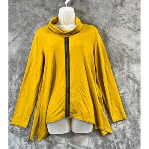 Chalet et Cici Tunic Top Womens Large Yellow Asymmetric Cowl  Lagenlook Artsy